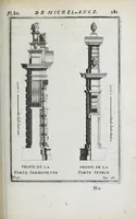 Picture 41 of 55 from Cours d'architecture qui comprend les ordres de Vignole : avec des commentaires, les figures & descriptions de ses plus beaux bâtimens, & de ceux de Michel-Ange ... & tout ce qui regarde l'art de bâtir : avec une ample explication par ordre alphabetique de tous les termes (1691), leaf 465