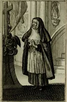 An illustration from Courte description des ordres des femmes & filles religieuses. Contenant une petite relation de leur origine, de leur progrés, & de leur confirmation. Avec les figures de leurs habits, gravez (1691)