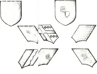 An illustration from Courtenay family armorial, containing over two hundred coats of arms taken from those at Powderham Castle, with explanatory notes (1896)