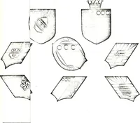 An illustration from Courtenay family armorial, containing over two hundred coats of arms taken from those at Powderham Castle, with explanatory notes (1896)