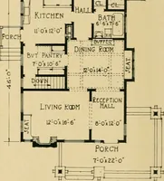 An illustration from Craftsman bungalows : a collection of the latest designs dedicated to the lover of a convenient home by Jud Yoho. (1912)