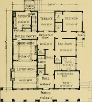 An illustration from Craftsman bungalows : a collection of the latest designs dedicated to the lover of a convenient home by Jud Yoho. (1912)