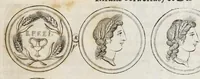 An illustration from Cranae insula Laconica, eadem & Helena dicta, & Minyarum posteris habitata : ex numismatibus Goltzianis, contra communem opinionem, quae ad Helenam Atticae respexit (1696)