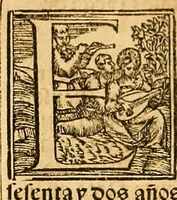 An illustration from Cronica del muy valeroso rey don Fernando, visnieto del sancto rey don Fernádo que gano a Seuilla : Nieto del rey dõ Alonso que fue par [?] emperador, [?] hizo el libro de las Sicte partidas y fue hijo del rey dõ Sancho el B[?]auo : Cuyas cronicas estan impressas : [?] y fue padre del rey dõ Alõso Onzeno q gano las Algeziras : Y abuelo del rey don Pedro : Cuyas cronicas tambie estan impressas : Este es el rey don Fernado que dizen que murio emplazado de los Caruajales (1554)