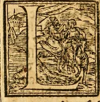 An illustration from Cronica del muy valeroso rey don Fernando, visnieto del sancto rey don Fernádo que gano a Seuilla : Nieto del rey dõ Alonso que fue par [?] emperador, [?] hizo el libro de las Sicte partidas y fue hijo del rey dõ Sancho el B[?]auo : Cuyas cronicas estan impressas : [?] y fue padre del rey dõ Alõso Onzeno q gano las Algeziras : Y abuelo del rey don Pedro : Cuyas cronicas tambie estan impressas : Este es el rey don Fernado que dizen que murio emplazado de los Caruajales (1554)