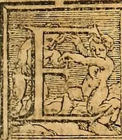 An illustration from Cronica del muy valeroso rey don Fernando, visnieto del sancto rey don Fernádo que gano a Seuilla : Nieto del rey dõ Alonso que fue par [?] emperador, [?] hizo el libro de las Sicte partidas y fue hijo del rey dõ Sancho el B[?]auo : Cuyas cronicas estan impressas : [?] y fue padre del rey dõ Alõso Onzeno q gano las Algeziras : Y abuelo del rey don Pedro : Cuyas cronicas tambie estan impressas : Este es el rey don Fernado que dizen que murio emplazado de los Caruajales (1554)