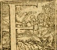 An illustration from Cronica del muy valeroso rey don Fernando, visnieto del sancto rey don Fernádo que gano a Seuilla : Nieto del rey dõ Alonso que fue par [?] emperador, [?] hizo el libro de las Sicte partidas y fue hijo del rey dõ Sancho el B[?]auo : Cuyas cronicas estan impressas : [?] y fue padre del rey dõ Alõso Onzeno q gano las Algeziras : Y abuelo del rey don Pedro : Cuyas cronicas tambie estan impressas : Este es el rey don Fernado que dizen que murio emplazado de los Caruajales (1554)