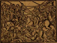 An illustration from Cronica del rey don Rodrigo con la destruycion de España : y como los moros la ganaron (1587)