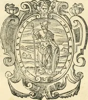 An illustration from Croniche et antichità di Calabria : conforme all'ordine de'testi greco & latino, raccolte da' più famosi scrittori antichi & moderni : oue regolatamente sono poste le città, castelli, ville, monti, fiumi, fonti & altri luoghi degni di sapersi di quella prouincia : et si dichiarano i luoghi delle minere, tesori e natiuità delle piante, per l'autorità di Timeo, Liconio e Plinio, et anco di Gabriello Barrio francicano (1601)