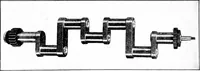 An illustration from Aviation engines, design - construction - operation and repair; a complete, practical treatise outlining clearly the elements of internal combustion engineering with special reference to the design, construction, operation and repair of airplane power plants; also the auxiliary engine systems, such as lubrication, carburetion, ignition and cooling. It includes complete instructions for engine repairing and systematic location of troubles, tool equipment and use of tools, also outlines the latest mechanical processes (1917)