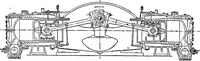 An illustration from Aviation engines, design - construction - operation and repair; a complete, practical treatise outlining clearly the elements of internal combustion engineering with special reference to the design, construction, operation and repair of airplane power plants; also the auxiliary engine systems, such as lubrication, carburetion, ignition and cooling. It includes complete instructions for engine repairing and systematic location of troubles, tool equipment and use of tools, also outlines the latest mechanical processes (1917)