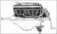 An illustration from Aviation engines, design - construction - operation and repair; a complete, practical treatise outlining clearly the elements of internal combustion engineering with special reference to the design, construction, operation and repair of airplane power plants; also the auxiliary engine systems, such as lubrication, carburetion, ignition and cooling. It includes complete instructions for engine repairing and systematic location of troubles, tool equipment and use of tools, also outlines the latest mechanical processes (1917)