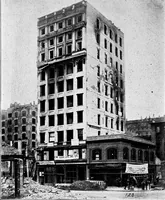 An illustration from The San Francisco earthquake and fire; a brief history of the disaster; a presentation of facts and resulting phenomena, with special reference to the efficiency of building materials, lessons of the disaster (1906)