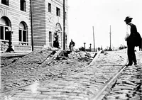 An illustration from The San Francisco earthquake and fire; a brief history of the disaster; a presentation of facts and resulting phenomena, with special reference to the efficiency of building materials, lessons of the disaster (1906)