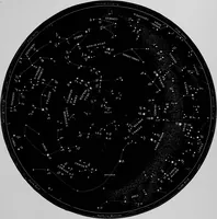 An illustration from Half-hours with the stars. A plain and easy guide to the knowledge of the constellations. Showing in twelve maps, the position for the United States of the principal star groups night after night, throughout the year, with introduction and a separate explanation of each map. True for every year (1887)
