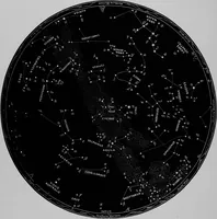 An illustration from Half-hours with the stars. A plain and easy guide to the knowledge of the constellations. Showing in twelve maps, the position for the United States of the principal star groups night after night, throughout the year, with introduction and a separate explanation of each map. True for every year (1887)