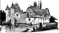 An illustration from Small French buildings; the architecture of town and country, comprising cottages, farmhouses, minor chateaux or manors with their farm groups, small town dwellings, and a few churches (1921)