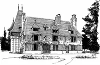 An illustration from Small French buildings; the architecture of town and country, comprising cottages, farmhouses, minor chateaux or manors with their farm groups, small town dwellings, and a few churches (1921)