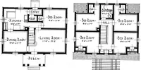 An illustration from The housing book; containing photographic reproductions, with floor plans of workingmen's homes. One and two family houses of frame, brick, stucco and concrete construction; also four, six and nine family apartments. Showing single houses, groups and developments that have been built in various parts of the United States (1919)