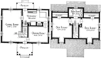 An illustration from The housing book; containing photographic reproductions, with floor plans of workingmen's homes. One and two family houses of frame, brick, stucco and concrete construction; also four, six and nine family apartments. Showing single houses, groups and developments that have been built in various parts of the United States (1919)