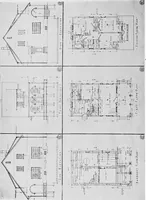 An illustration from The housing book; containing photographic reproductions, with floor plans of workingmen's homes. One and two family houses of frame, brick, stucco and concrete construction; also four, six and nine family apartments. Showing single houses, groups and developments that have been built in various parts of the United States (1919)