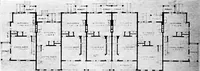An illustration from The housing book; containing photographic reproductions, with floor plans of workingmen's homes. One and two family houses of frame, brick, stucco and concrete construction; also four, six and nine family apartments. Showing single houses, groups and developments that have been built in various parts of the United States (1919)