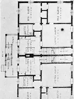 An illustration from The housing book; containing photographic reproductions, with floor plans of workingmen's homes. One and two family houses of frame, brick, stucco and concrete construction; also four, six and nine family apartments. Showing single houses, groups and developments that have been built in various parts of the United States (1919)