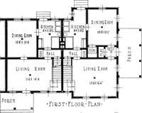 An illustration from The housing book; containing photographic reproductions, with floor plans of workingmen's homes. One and two family houses of frame, brick, stucco and concrete construction; also four, six and nine family apartments. Showing single houses, groups and developments that have been built in various parts of the United States (1919)