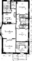 An illustration from The housing book; containing photographic reproductions, with floor plans of workingmen's homes. One and two family houses of frame, brick, stucco and concrete construction; also four, six and nine family apartments. Showing single houses, groups and developments that have been built in various parts of the United States (1919)