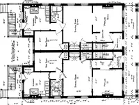 An illustration from The housing book; containing photographic reproductions, with floor plans of workingmen's homes. One and two family houses of frame, brick, stucco and concrete construction; also four, six and nine family apartments. Showing single houses, groups and developments that have been built in various parts of the United States (1919)