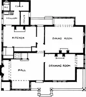 An illustration from Country cottages and week-end homes, by J. H. Elder-Duncan ... with numerous illustrations and plans of cottages by well-known architects (1912)