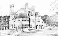 An illustration from Country cottages and week-end homes, by J. H. Elder-Duncan ... with numerous illustrations and plans of cottages by well-known architects (1912)