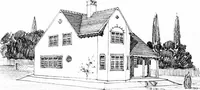 An illustration from Country cottages and week-end homes, by J. H. Elder-Duncan ... with numerous illustrations and plans of cottages by well-known architects (1912)