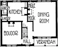 An illustration from Country cottages and week-end homes, by J. H. Elder-Duncan ... with numerous illustrations and plans of cottages by well-known architects (1912)