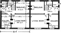 An illustration from Type plans and elevations of houses designed by the Ministry of Health in connection with state-aided housing schemes (1920)