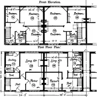An illustration from Type plans and elevations of houses designed by the Ministry of Health in connection with state-aided housing schemes (1920)