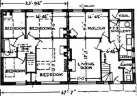 An illustration from Type plans and elevations of houses designed by the Ministry of Health in connection with state-aided housing schemes (1920)