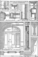An illustration from Radford's portfolio of details of building construction; a remarkable and unique collection of full-page plates, accurately drawn and reproduced to exact scale. Complete details for every style of interior trim, including special built-in features (1911)