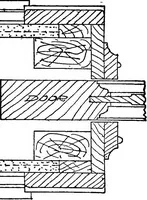 An illustration from Radford's portfolio of details of building construction; a remarkable and unique collection of full-page plates, accurately drawn and reproduced to exact scale. Complete details for every style of interior trim, including special built-in features (1911)