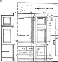 An illustration from Radford's portfolio of details of building construction; a remarkable and unique collection of full-page plates, accurately drawn and reproduced to exact scale. Complete details for every style of interior trim, including special built-in features (1911)