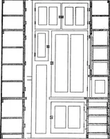 An illustration from Radford's portfolio of details of building construction; a remarkable and unique collection of full-page plates, accurately drawn and reproduced to exact scale. Complete details for every style of interior trim, including special built-in features (1911)