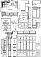 An illustration from Radford's portfolio of details of building construction; a remarkable and unique collection of full-page plates, accurately drawn and reproduced to exact scale. Complete details for every style of interior trim, including special built-in features (1911)