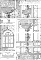 An illustration from Radford's portfolio of details of building construction; a remarkable and unique collection of full-page plates, accurately drawn and reproduced to exact scale. Complete details for every style of interior trim, including special built-in features (1911)
