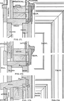 An illustration from Radford's portfolio of details of building construction; a remarkable and unique collection of full-page plates, accurately drawn and reproduced to exact scale. Complete details for every style of interior trim, including special built-in features (1911)