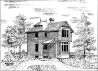 An illustration from American cottages; consisting of fouty-four large quarto plates, containing original designs of medium and low cost cottages, seaside and country houses. Also, a club house, pavilion .. (1883)