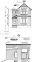 An illustration from American cottages; consisting of fouty-four large quarto plates, containing original designs of medium and low cost cottages, seaside and country houses. Also, a club house, pavilion .. (1883)