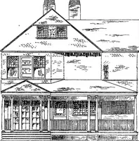 An illustration from American cottages; consisting of fouty-four large quarto plates, containing original designs of medium and low cost cottages, seaside and country houses. Also, a club house, pavilion .. (1883)