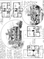 An illustration from American cottages; consisting of fouty-four large quarto plates, containing original designs of medium and low cost cottages, seaside and country houses. Also, a club house, pavilion .. (1883)