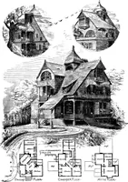 An illustration from American cottages; consisting of fouty-four large quarto plates, containing original designs of medium and low cost cottages, seaside and country houses. Also, a club house, pavilion .. (1883)