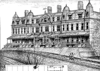 An illustration from American cottages; consisting of fouty-four large quarto plates, containing original designs of medium and low cost cottages, seaside and country houses. Also, a club house, pavilion .. (1883)